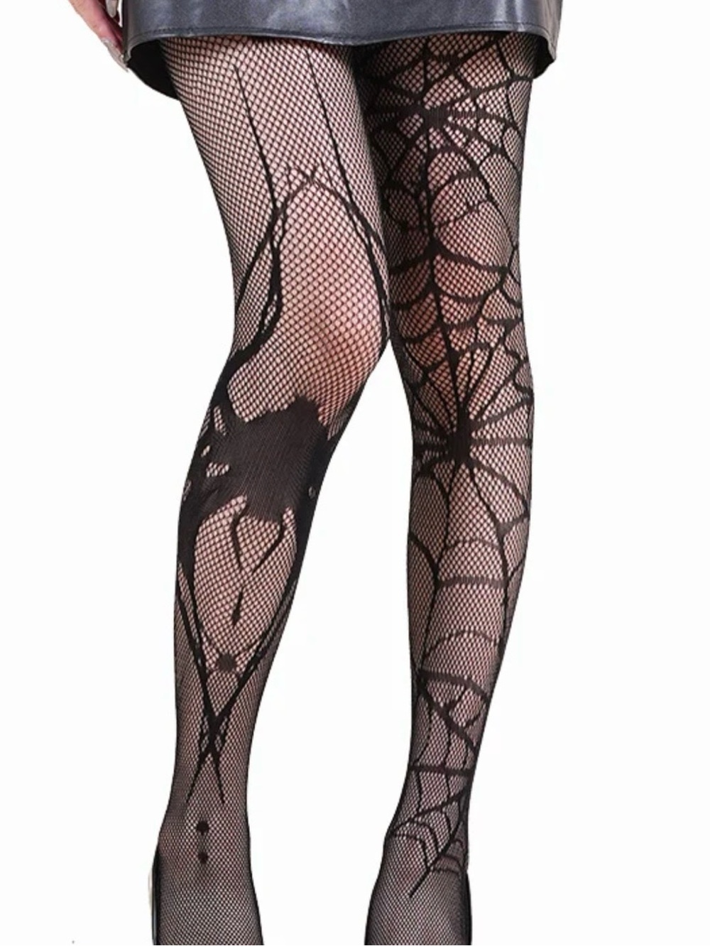New! Blk Spiderweb Fishnet Tights – Women's Size OS